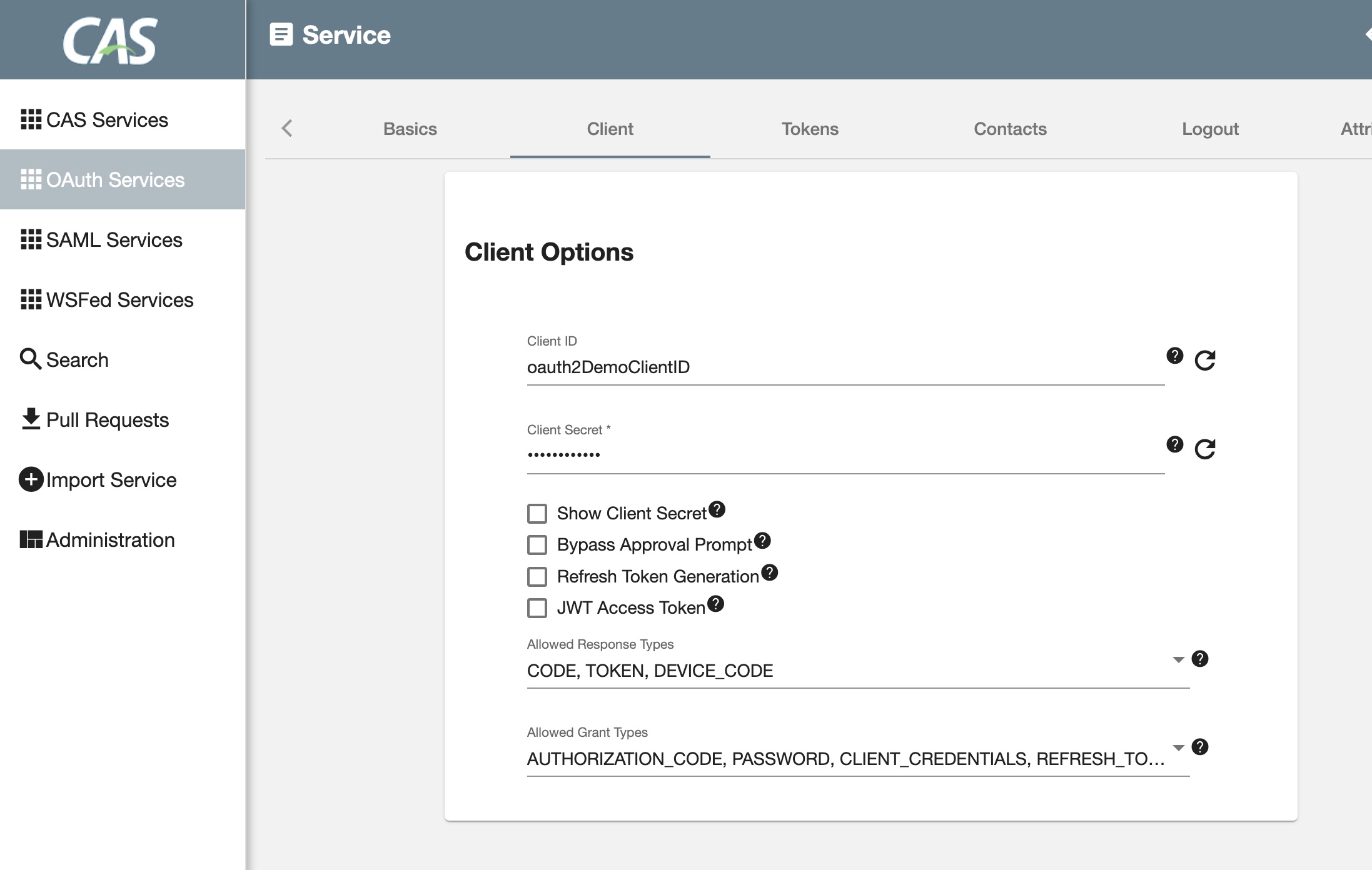 An OAuth Client/Service